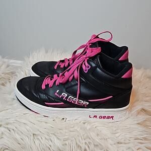Skechers x LA Gear Slammer High Top Sneakers - Black & Pink - Women’s 8